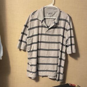 Austin Clothing Co. Gray Polo with Dark Stripes